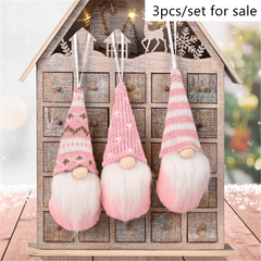3pcs Forest Old Man Xmas Doll Tree Pendant Christmas Decoration Gnome Set