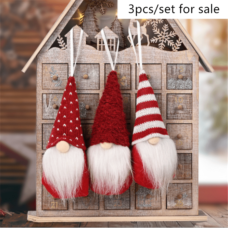 3pcs Forest Old Man Xmas Doll Tree Pendant Christmas Decoration Gnome Set