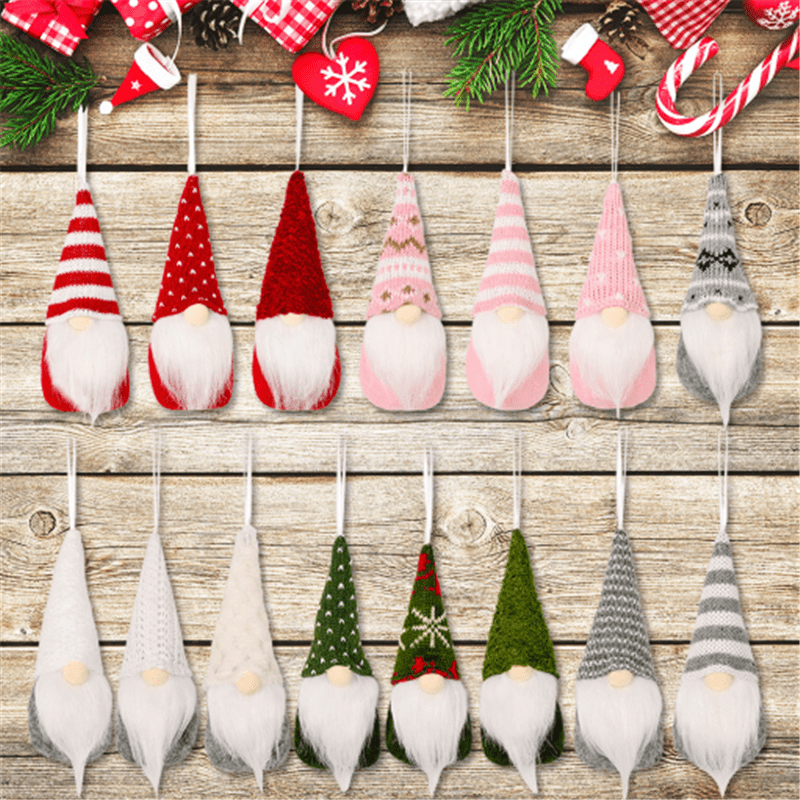 3pcs Forest Old Man Xmas Doll Tree Pendant Christmas Decoration Gnome Set