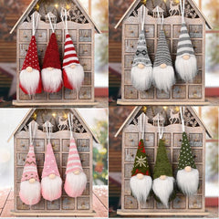 3pcs Forest Old Man Xmas Doll Tree Pendant Christmas Decoration Gnome Set