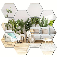 12pcs Hexagon Acrylic Mirror Wall Stickers DIY Removable Setting Wall Decal