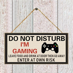 DO NOT DISTURB I'M GAMING Wooden Sign Home Decor Hanging Door Gift