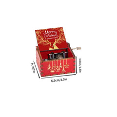 Christmas Music Box Hand Crank Laser Engraved Wood Red Elk Music Box