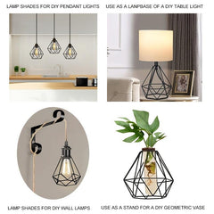 Metal Cage Lampshade Hanging Light Kit Retro Lamp Holder Farmhouse Decor