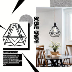 Metal Cage Lampshade Hanging Light Kit Retro Lamp Holder Farmhouse Decor