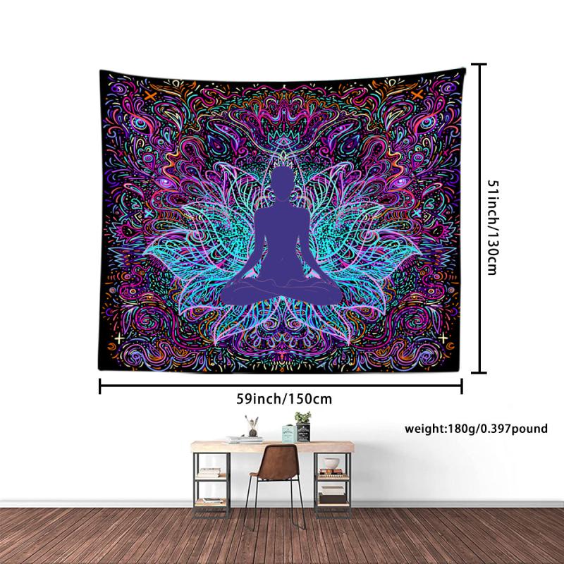 Lotus Flower Yoga Tapestry Calming Wall Hanging Home Office Decor