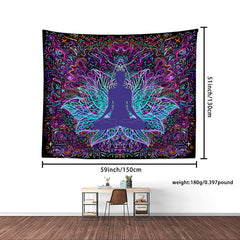 Lotus Flower Yoga Tapestry Calming Wall Hanging Home Office Decor
