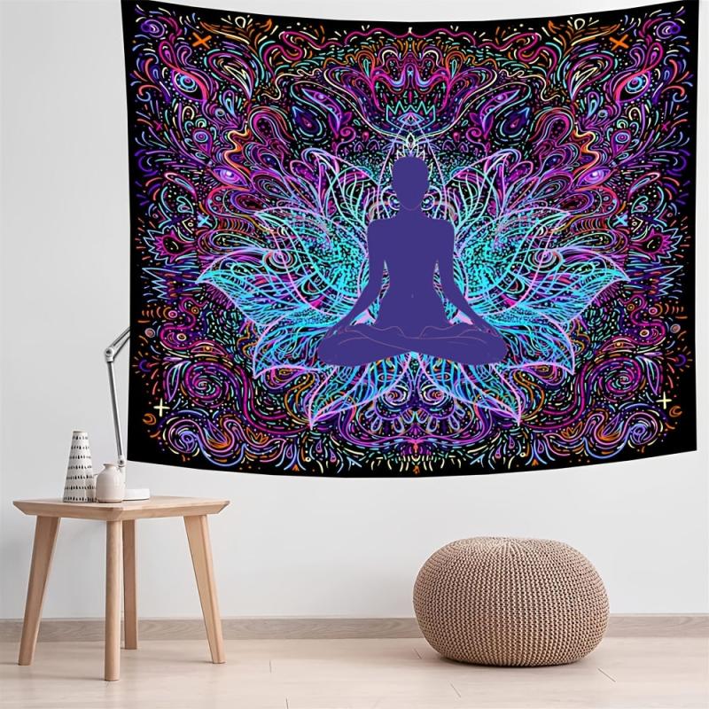 Lotus Flower Yoga Tapestry Calming Wall Hanging Home Office Decor