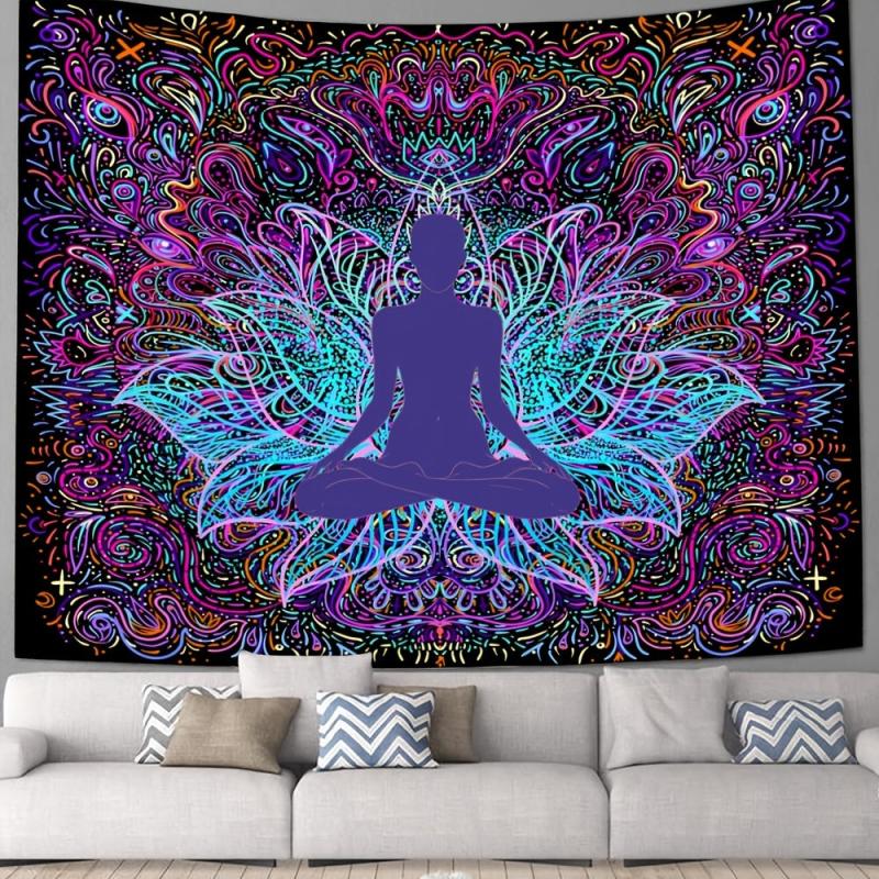 Lotus Flower Yoga Tapestry Calming Wall Hanging Home Office Decor