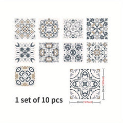 10pcs Waterproof Non Slip Tile Stickers for Bathroom Toilet Kitchen