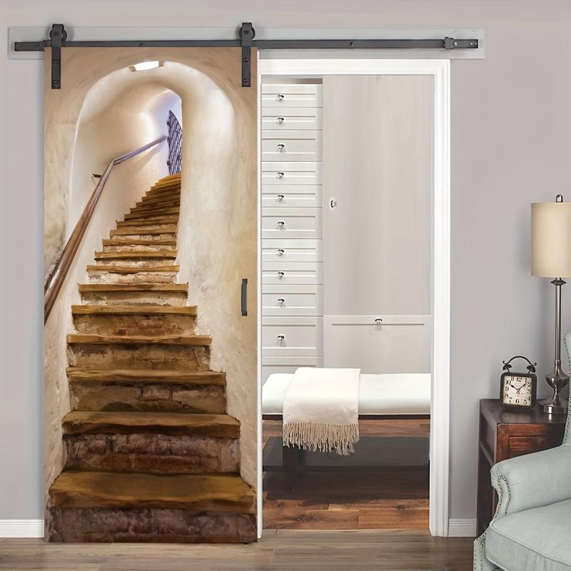 2pcs Self-adhesive Retro 3D Staircase Door Decoration 76x96cm