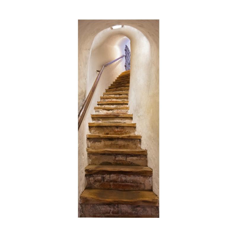 2pcs Self-adhesive Retro 3D Staircase Door Decoration 76x96cm