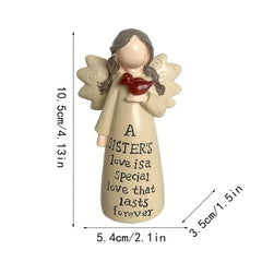 Friendship Angel with Bird Resin Ornament - Memorial Gift for Sisters