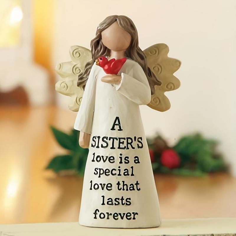 Friendship Angel with Bird Resin Ornament - Memorial Gift for Sisters