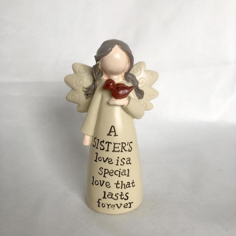 Friendship Angel with Bird Resin Ornament - Memorial Gift for Sisters