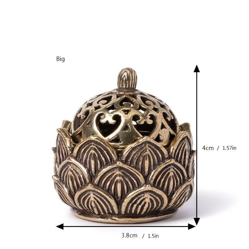 Mini Lotus Zinc Copper Alloy Incense Burner Home Office Decor