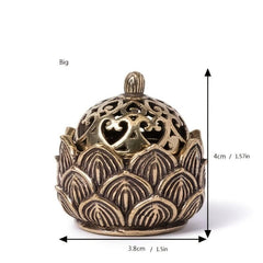 Mini Lotus Zinc Copper Alloy Incense Burner Home Office Decor