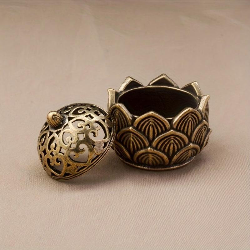 Mini Lotus Zinc Copper Alloy Incense Burner Home Office Decor