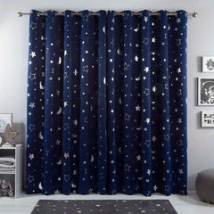 Silvery Big Star Moon Curtain for Children's Room Decor