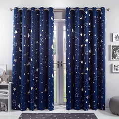 Silvery Big Star Moon Curtain for Children's Room Decor