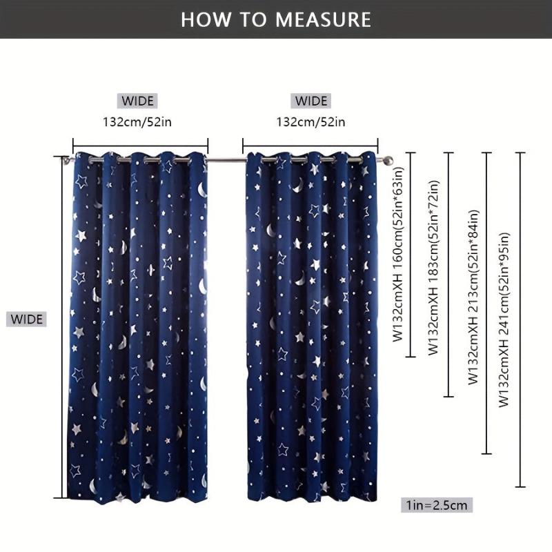 Silvery Big Star Moon Curtain for Children's Room Decor