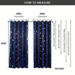 Silvery Big Star Moon Curtain for Children's Room Decor