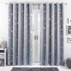 Silvery Big Star Moon Curtain for Children's Room Decor