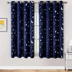 Silvery Big Star Moon Curtain for Children's Room Decor