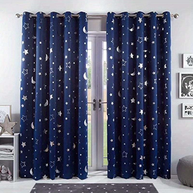 Silvery Big Star Moon Curtain for Children's Room Decor