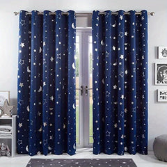 Silvery Big Star Moon Curtain for Children's Room Decor