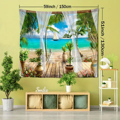 Tropical Seaside Path Tapest... Polyester Wall Hanging Package