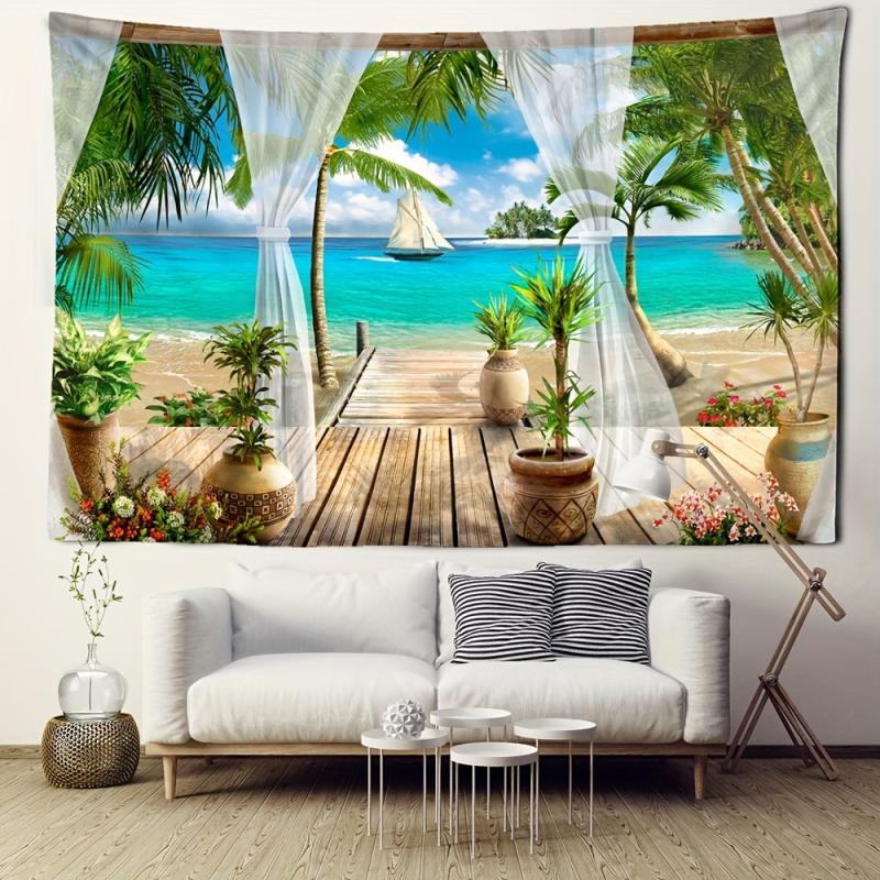 Tropical Seaside Path Tapest... Polyester Wall Hanging Package