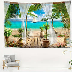 Tropical Seaside Path Tapest... Polyester Wall Hanging Package