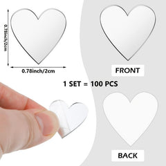 100pcs Love Heart Acrylic Mirror Wall Sticker for Decoration