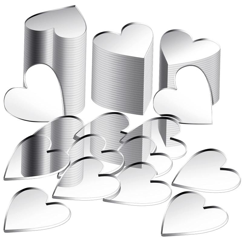 100pcs Love Heart Acrylic Mirror Wall Sticker for Decoration