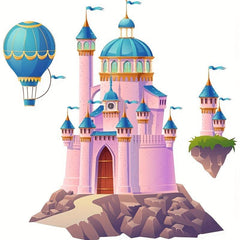 Cartoon Castle Hot Air Balloon Wall Sticker