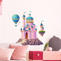 Cartoon Castle Hot Air Balloon Wall Sticker