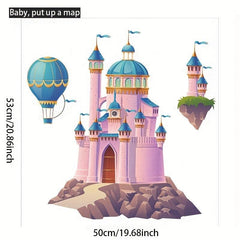 Cartoon Castle Hot Air Balloon Wall Sticker