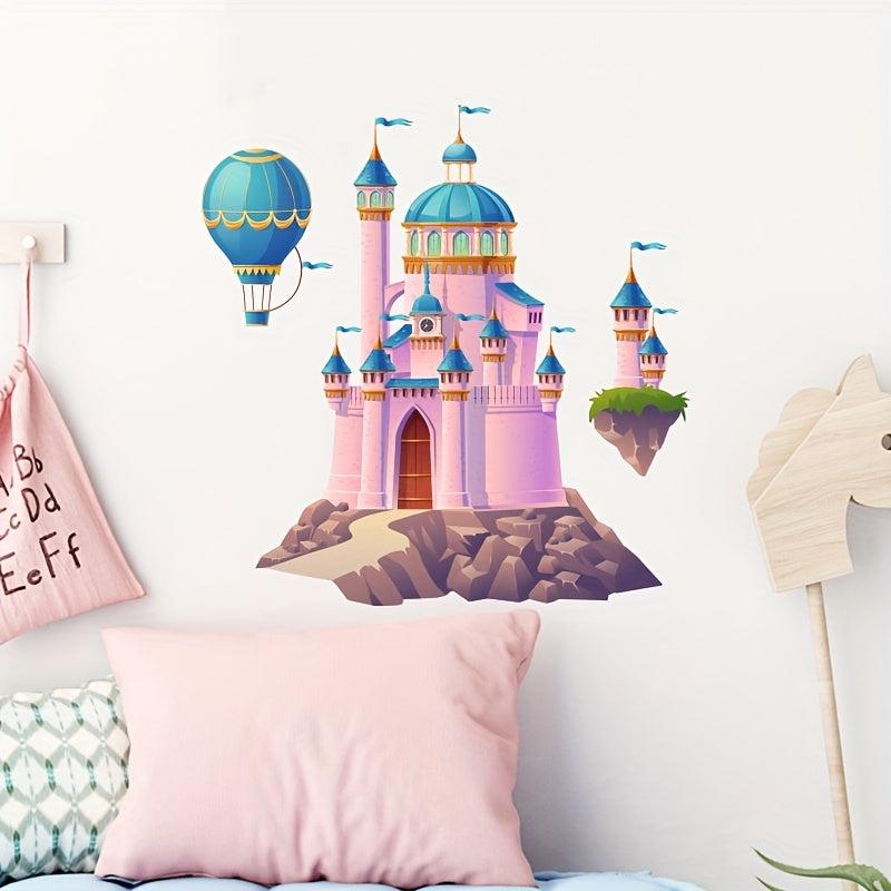 Cartoon Castle Hot Air Balloon Wall Sticker
