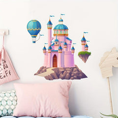 Cartoon Castle Hot Air Balloon Wall Sticker