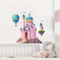 Cartoon Castle Hot Air Balloon Wall Sticker