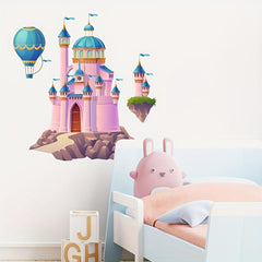 Cartoon Castle Hot Air Balloon Wall Sticker