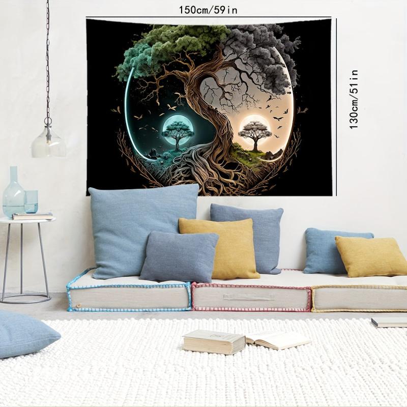 Tree Print Frosted Tapestry Wall Hanging for Home Decor