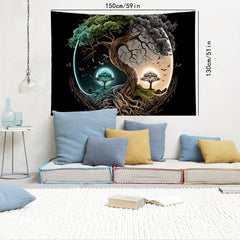 Tree Print Frosted Tapestry Wall Hanging for Home Decor