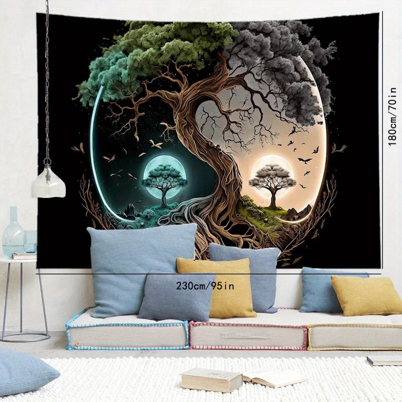 Tree Print Frosted Tapestry Wall Hanging for Home Decor