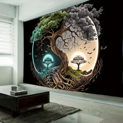 Tree Print Frosted Tapestry Wall Hanging for Home Decor