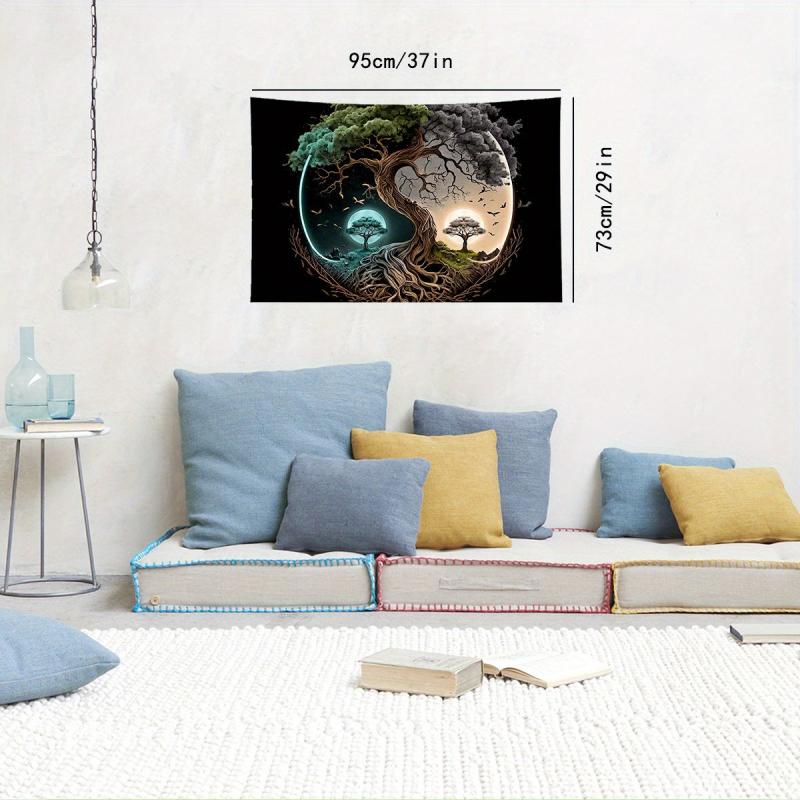 Tree Print Frosted Tapestry Wall Hanging for Home Decor