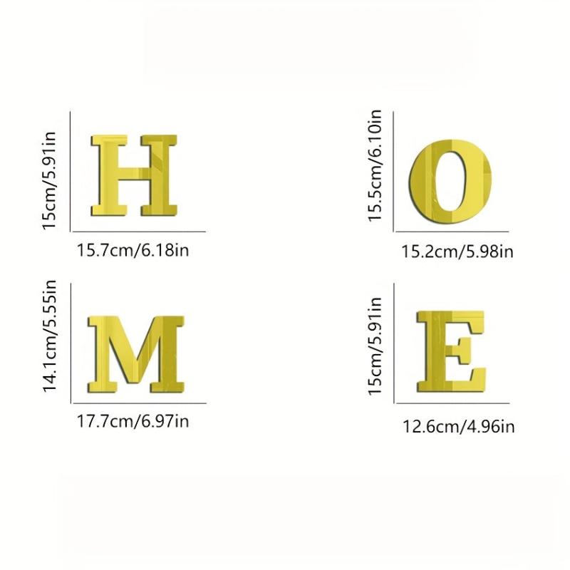 4pcs Mirror Wall Sticker Self-adhesive Acrylic Removable DIY Art Mural Decal