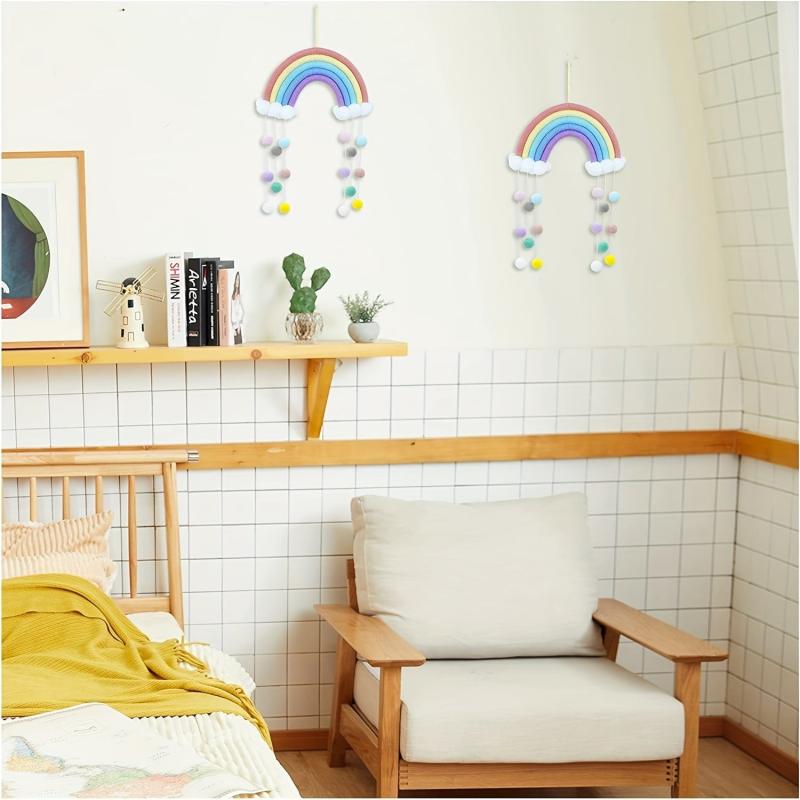 Rainbow Pompom Garland Decoration Baby Room Wall Decor