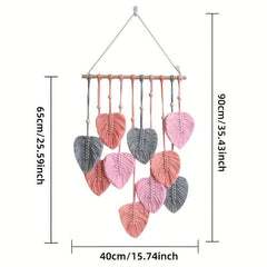 Bohemian Leaf Woven Ornament Tapestry with Tassel Feather Pendant